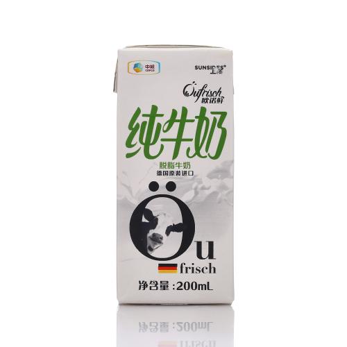 【中粮】上质新升级-欧诺鲜脱脂牛奶200mL（德国原装进口）